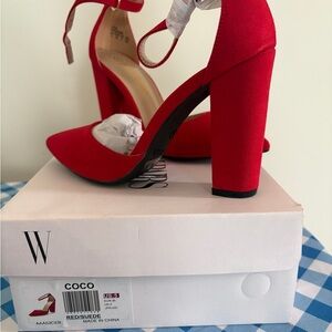 Red Suede Women's Heels